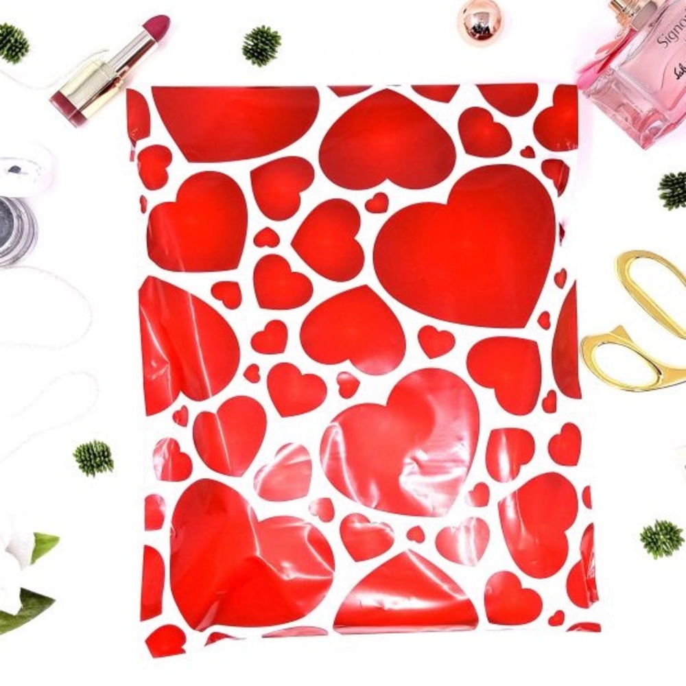 Red Hearts ❤️ Poly Mailers 10x13 Pack of 25
